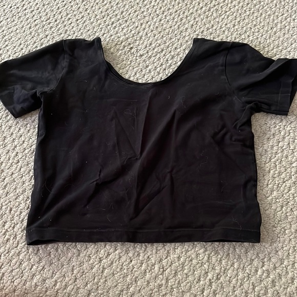 AMERICAN APPAREL M CROP BLACK TEE - Picture 1 of 1